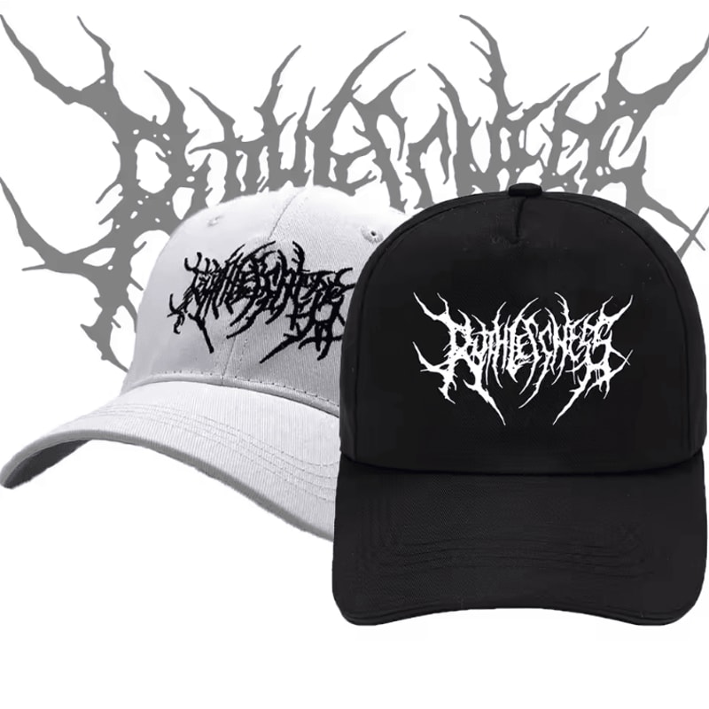 Gothic Punk Embroidered Cotton Baseball Cap For Streetwear And Outdoor Style 0