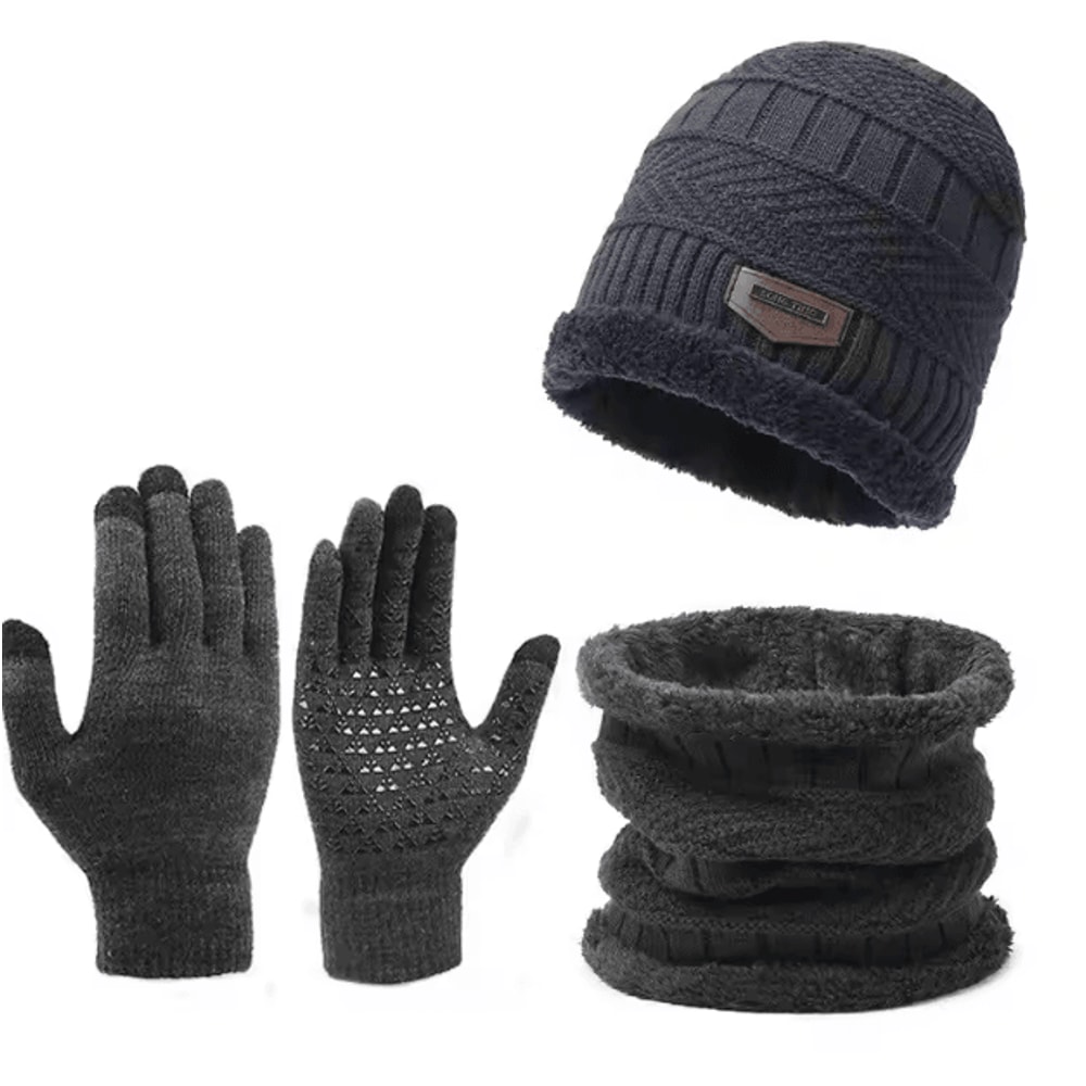 Windproof Winter Hat Scarf And Gloves Set With Cashmere Lining For Full Cold Protection 4