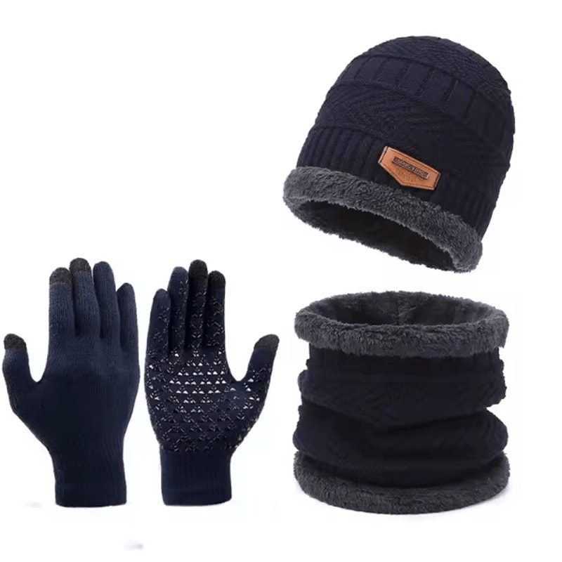 Windproof Winter Hat Scarf And Gloves Set With Cashmere Lining For Full Cold Protection 5