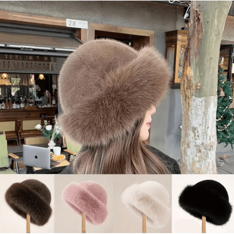 Fluffy Plush Fur Winter Hat With Ear Protection For Warm Outdoor Style 0
