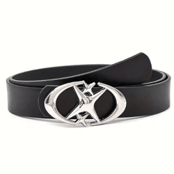 oval cross metal buckle belt for minimalist streetwear and everyday style
