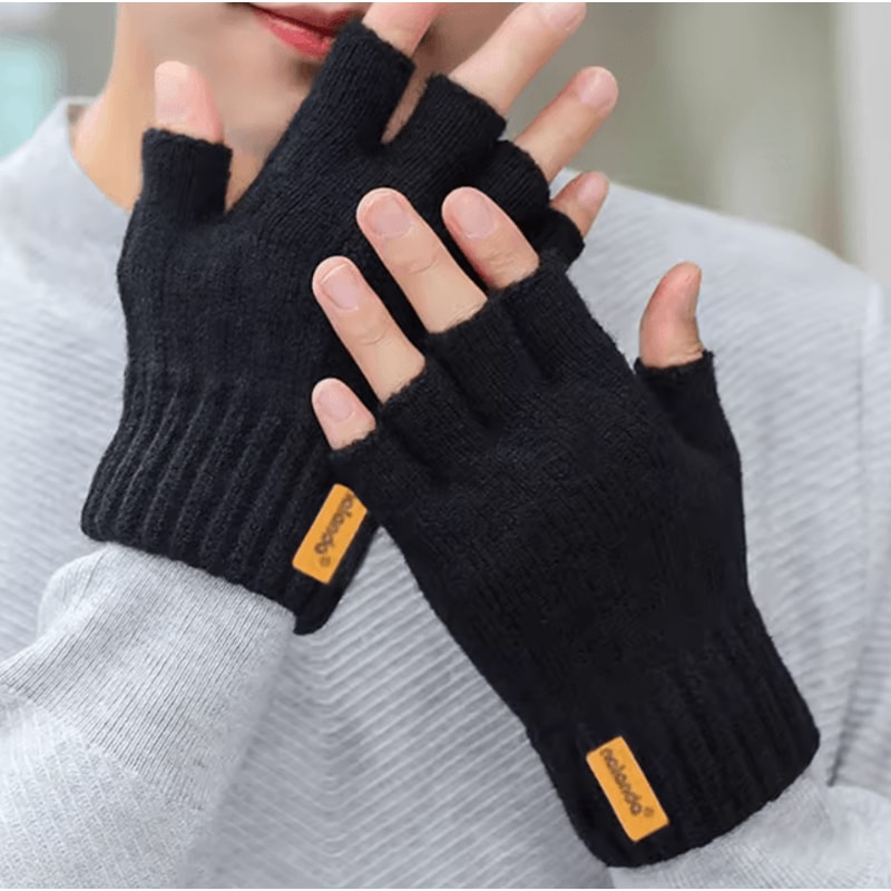 Winter Knitted Fingerless Gloves With Touchscreen Design For Warm Outdoor Comfort 1