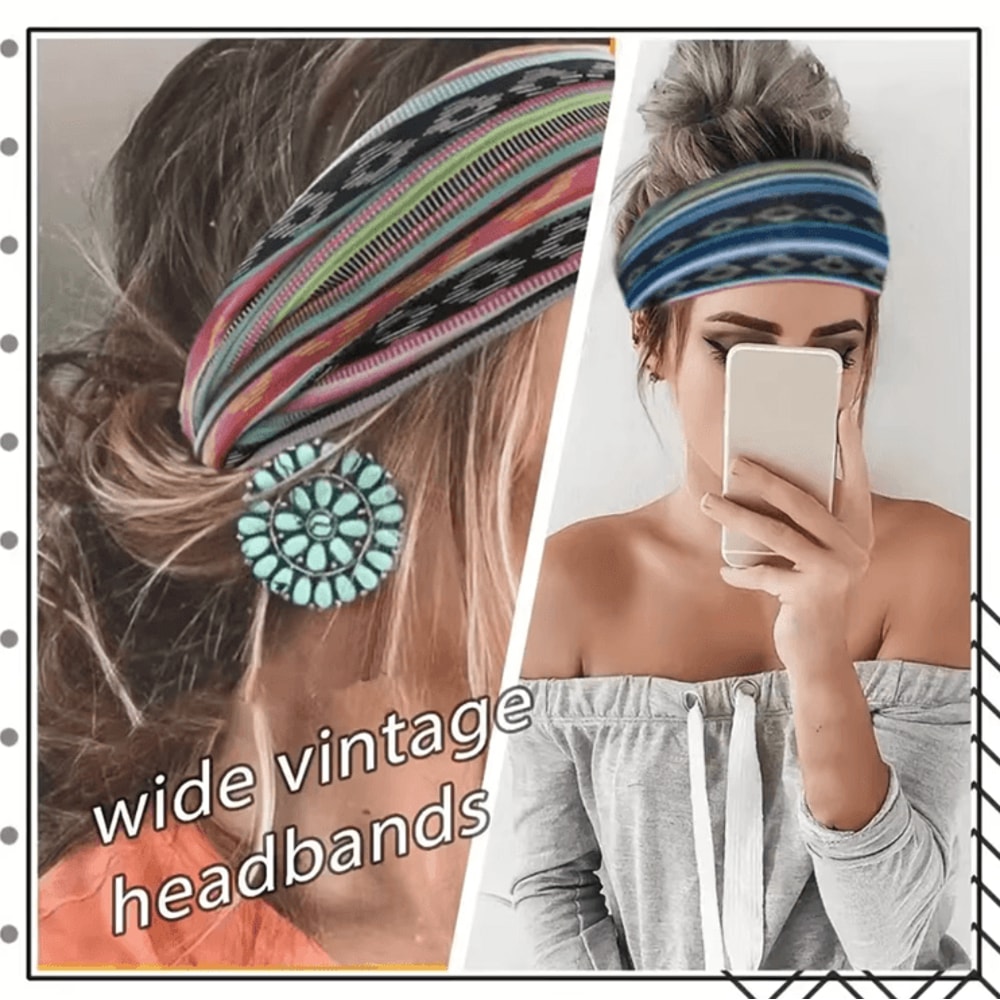 Bohemian Elastic Cotton Headscarf Wide Headband For Breathable All Day Comfort 1