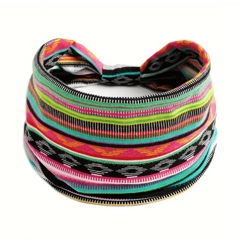 Bohemian Elastic Cotton Headscarf Wide Headband For Breathable All Day Comfort 5