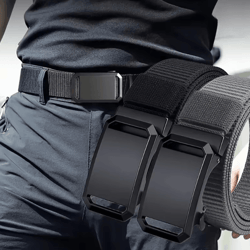 automatic buckle canvas tactical belt for men durable adjustable workwear and outdoor use