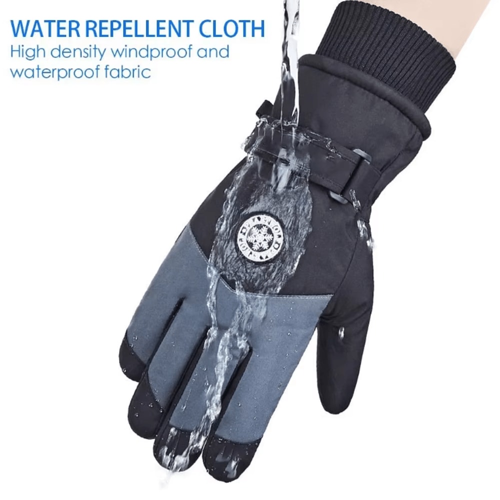 Waterproof Touchscreen Ski Gloves With PU Leather Grip Thermal Winter Snow Gloves For Outdoor Sport 1