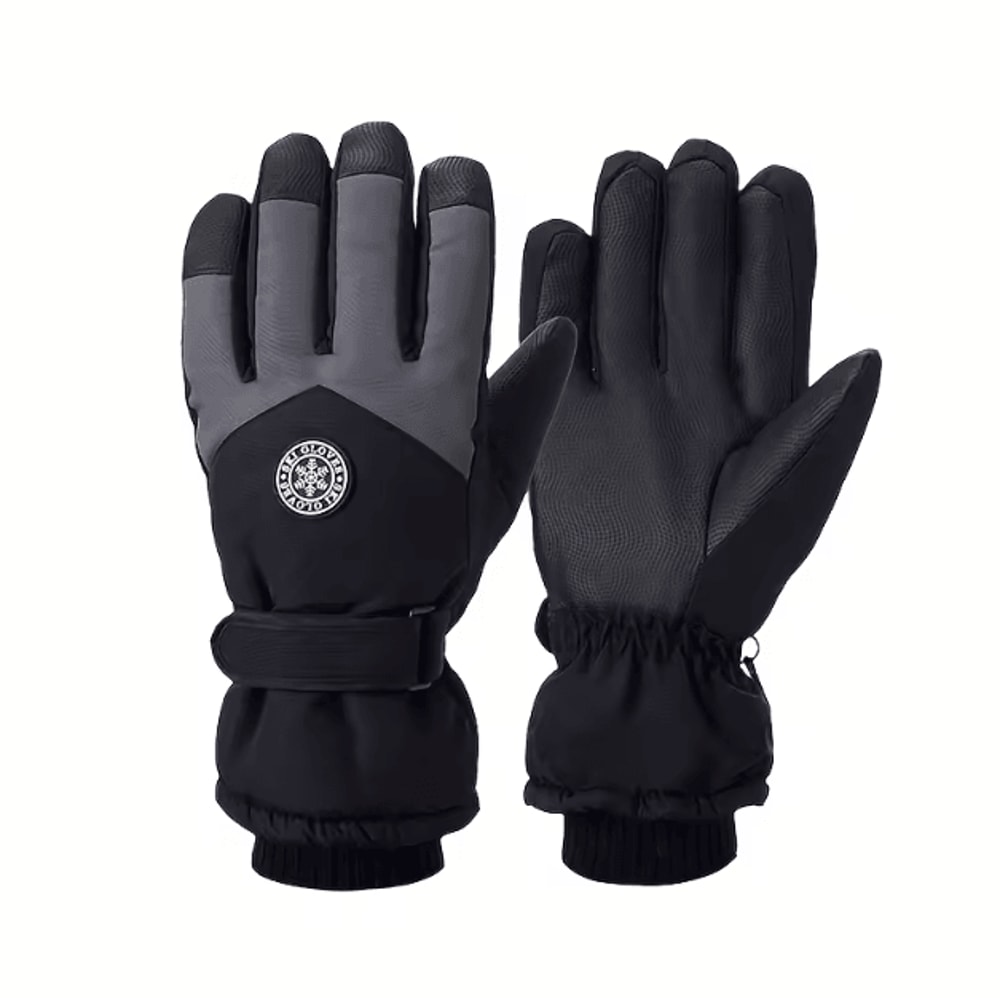 Waterproof Touchscreen Ski Gloves With PU Leather Grip Thermal Winter Snow Gloves For Outdoor Sport 4