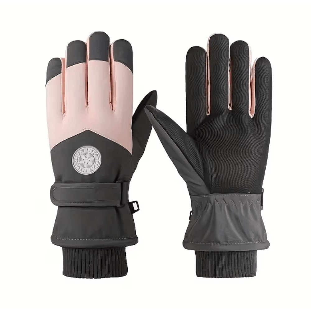 Waterproof Touchscreen Ski Gloves With PU Leather Grip Thermal Winter Snow Gloves For Outdoor Sport 5
