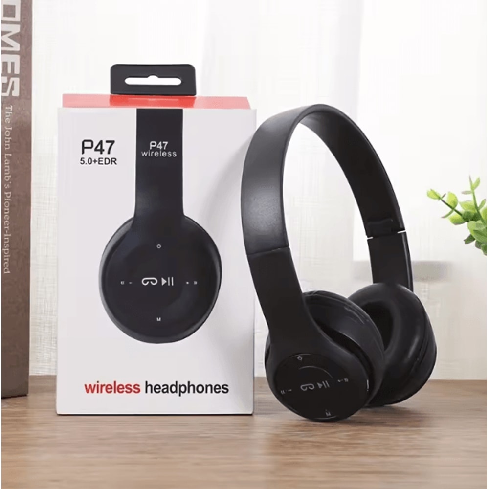 P47 Wireless Bluetooth Headphones Foldable Stereo OverEar Headset With Mic FM 1