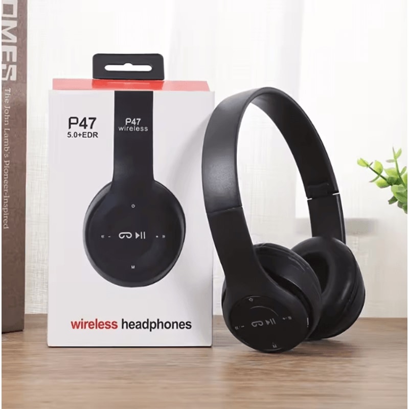 P47 Wireless Bluetooth Headphones Foldable Stereo OverEar Headset With Mic FM 1