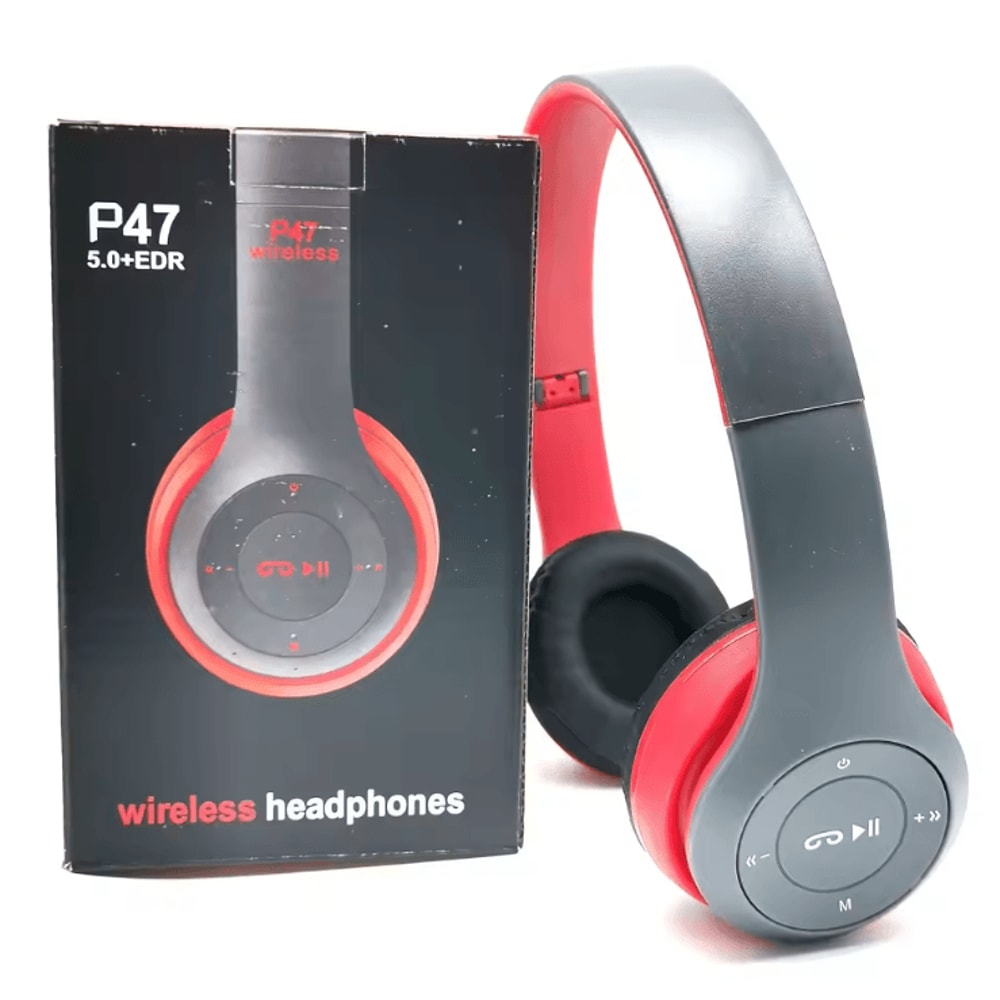 P47 Wireless Bluetooth Headphones Foldable Stereo OverEar Headset With Mic FM 2