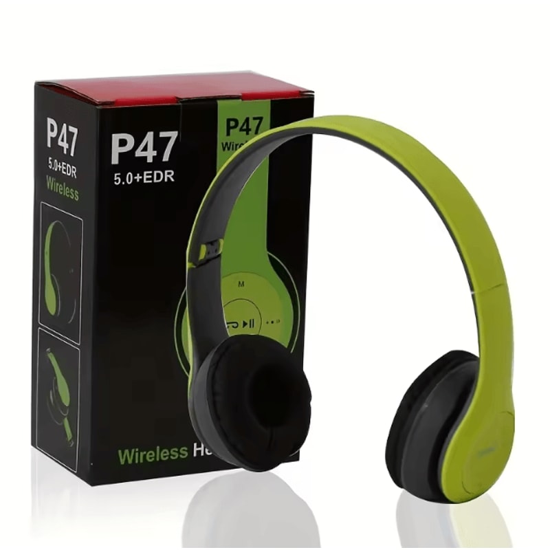 P47 Wireless Bluetooth Headphones Foldable Stereo OverEar Headset With Mic FM 5