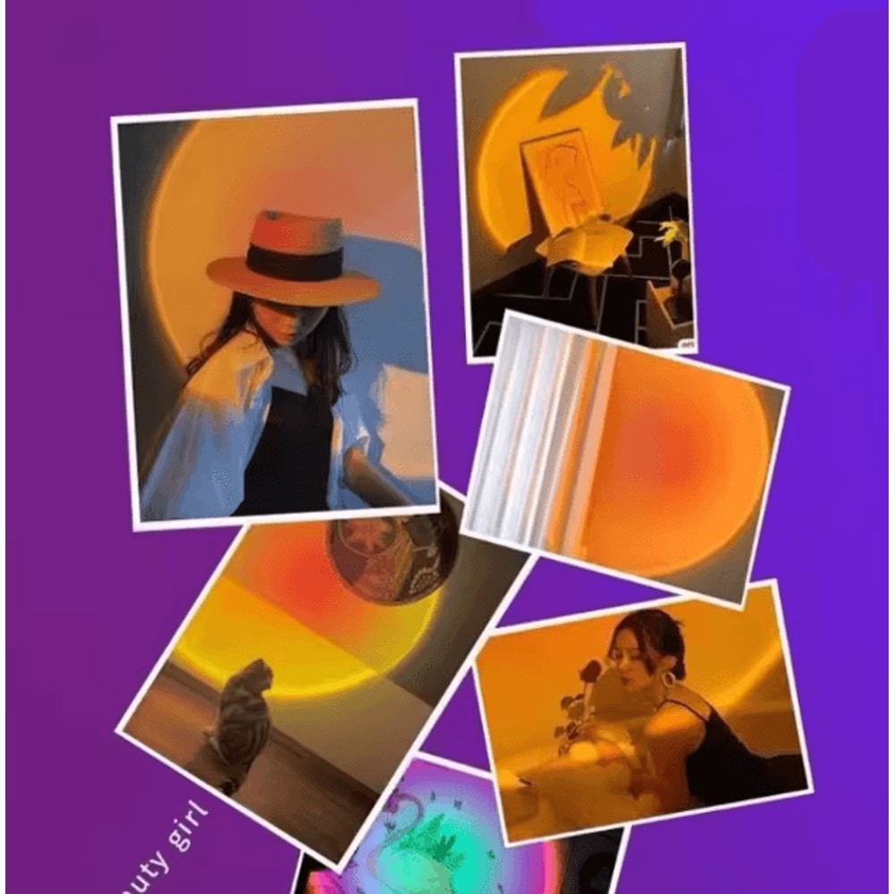 USB Sunset Projection Lamp LED Rainbow Light Rotating Photography Room Atmosphere Light 1