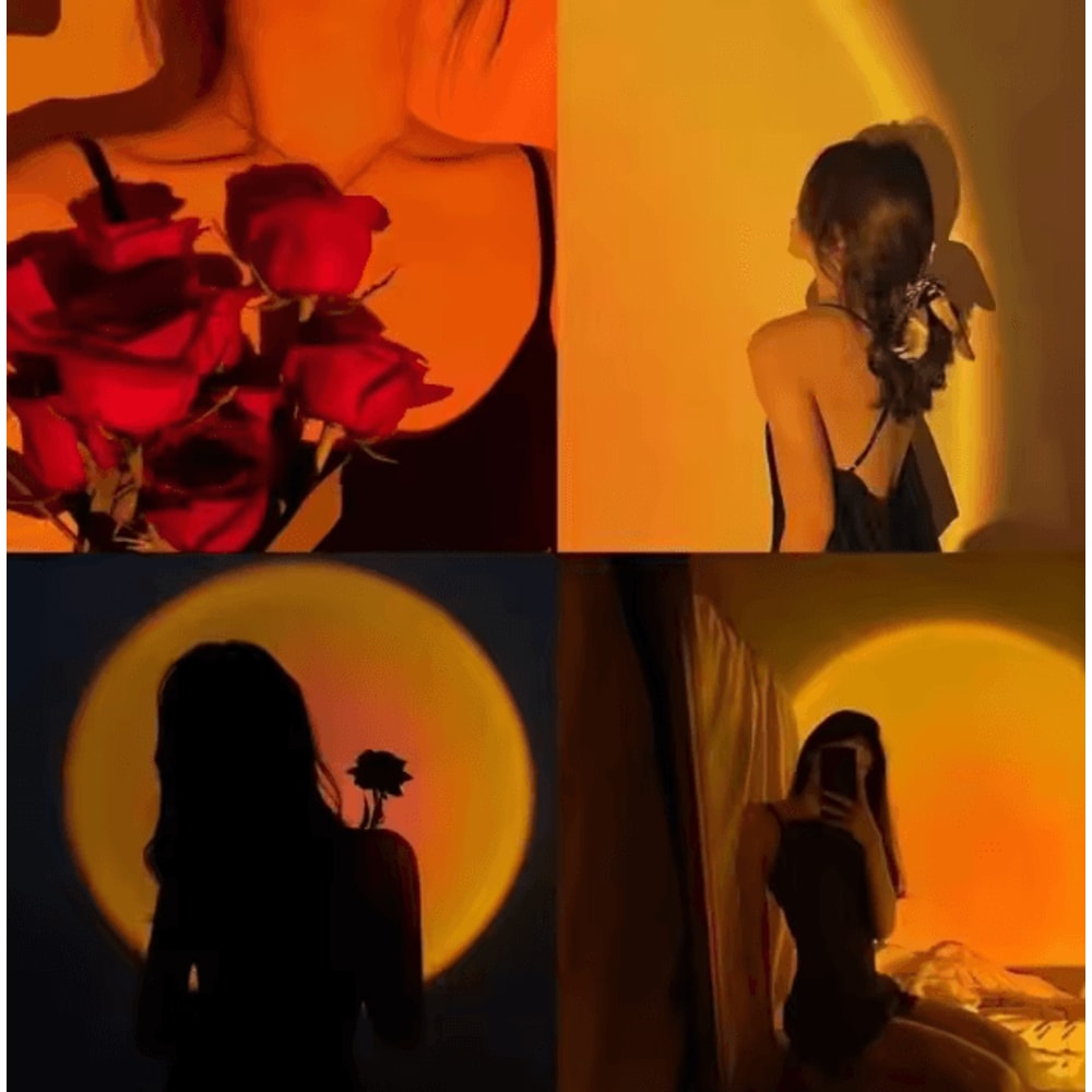 USB Sunset Projection Lamp LED Rainbow Light Rotating Photography Room Atmosphere Light 2