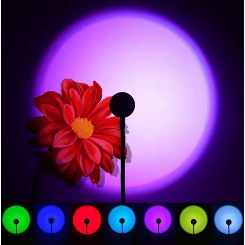 USB Sunset Projection Lamp LED Rainbow Light Rotating Photography Room Atmosphere Light 3