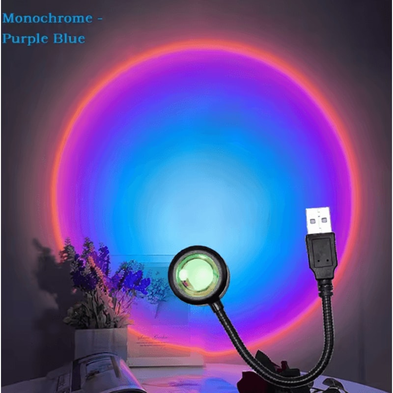 USB Sunset Projection Lamp LED Rainbow Light Rotating Photography Room Atmosphere Light 4