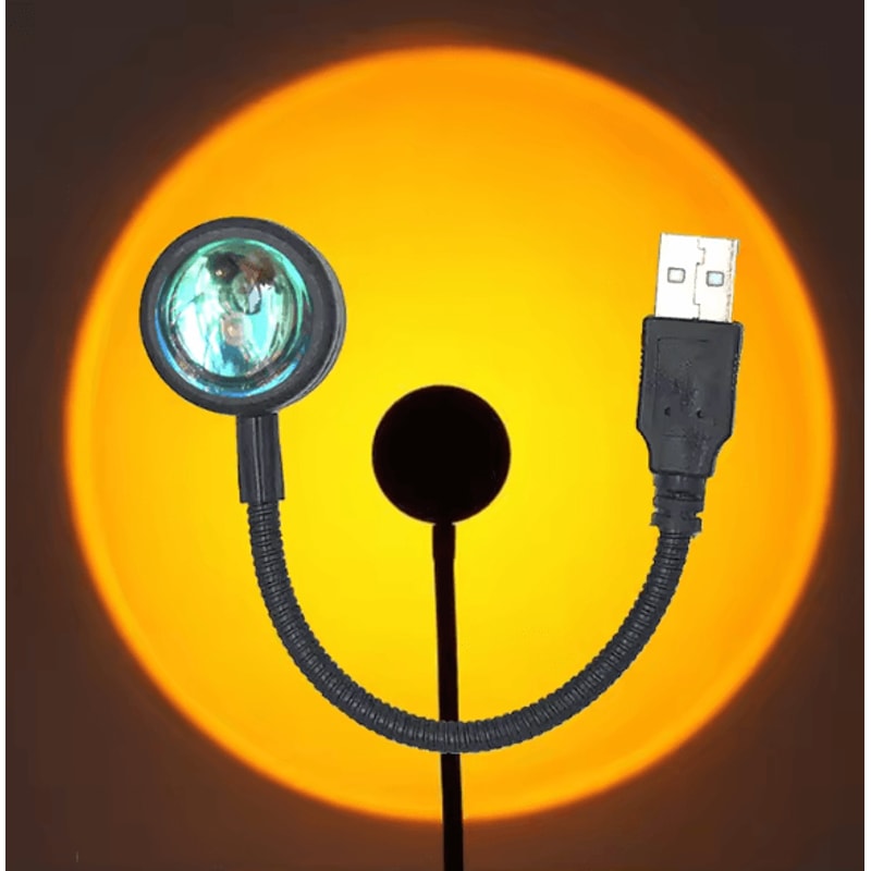 USB Sunset Projection Lamp LED Rainbow Light Rotating Photography Room Atmosphere Light 5