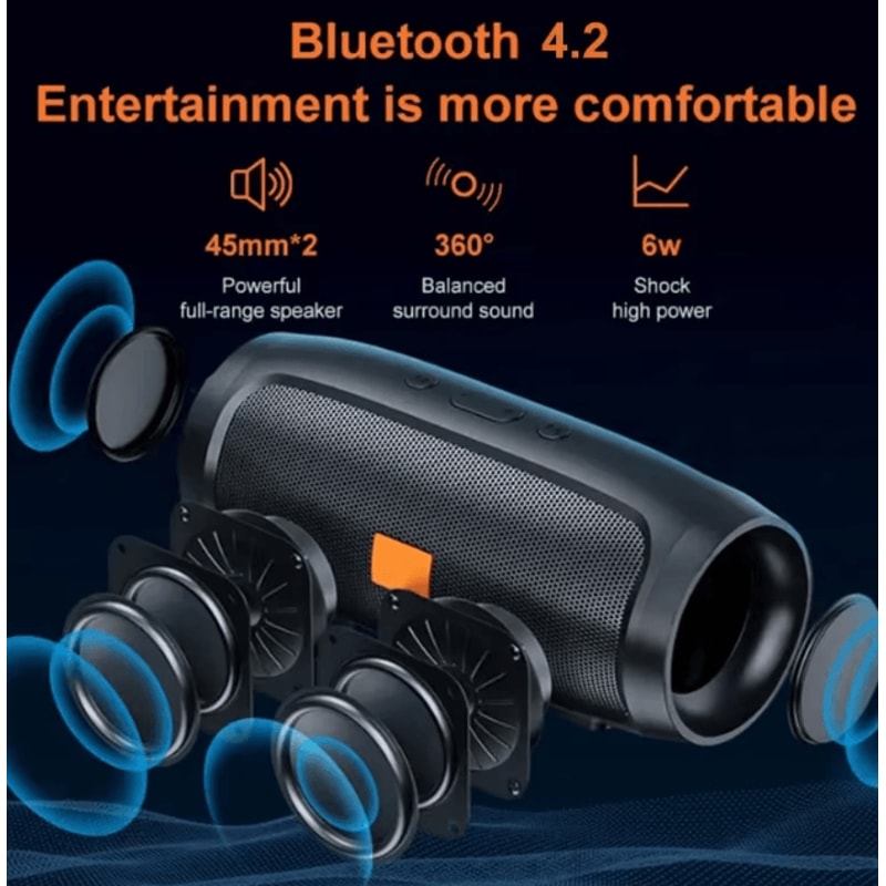 Portable Bluetooth Speaker Dual Stereo Subwoofer Wireless Sound Box With FM TF USB Playback 2