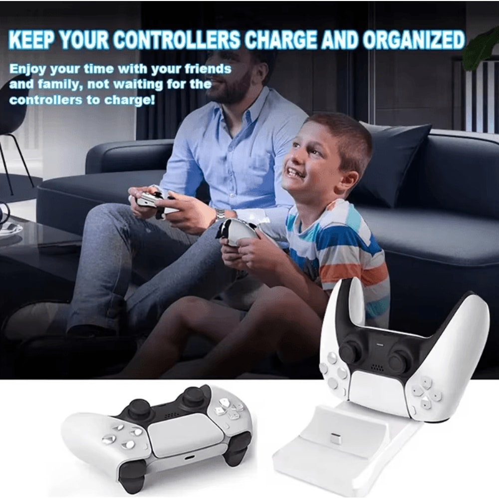 GAMINJA Dual PS5 Controller Charging Stand Fast Charge Dock With AC Adapter 1