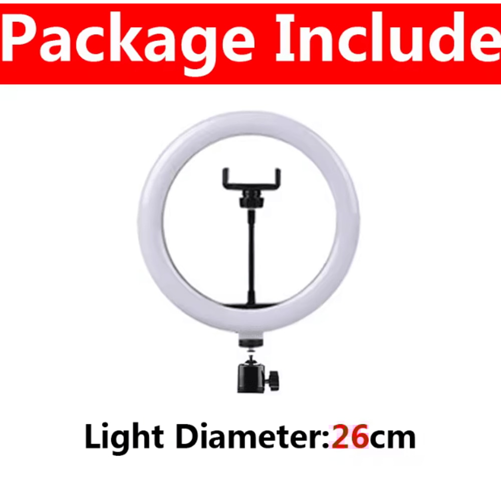 10Inch LED Selfie Ring Light With Tripod Phone Holder Dimmable USB Lighting For TikTok Video 3