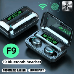 f9-5 tws wireless bluetooth earbuds waterproof hifi stereo sports headphones with charging case