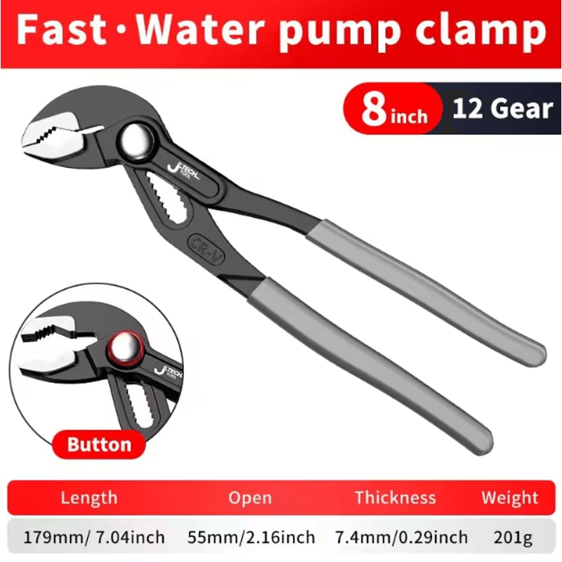 QuickRelease Water Pump Pliers Adjustable Pipe Wrench MultiFunction Plumbing Tool 4