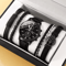 5PCS Mens Quartz Watch And Bracelet Set Leather Strap Business Casual Fashion Wristwatch Gift Set 0