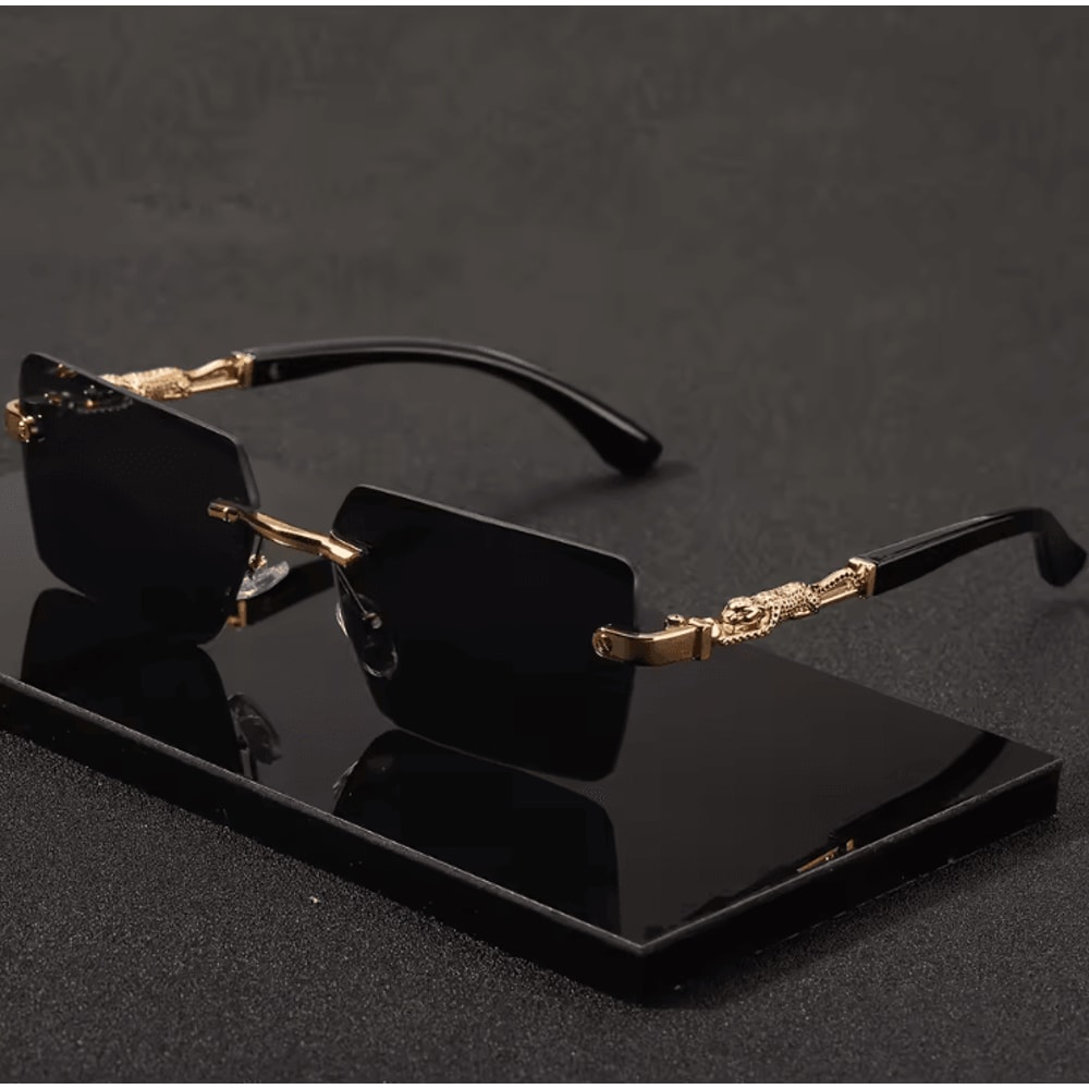 Rimless Rectangle Sunglasses Small Square UV Protection Shades For Men And Women 0