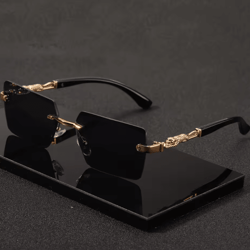 rimless rectangle sunglasses small square uv protection shades for men and women