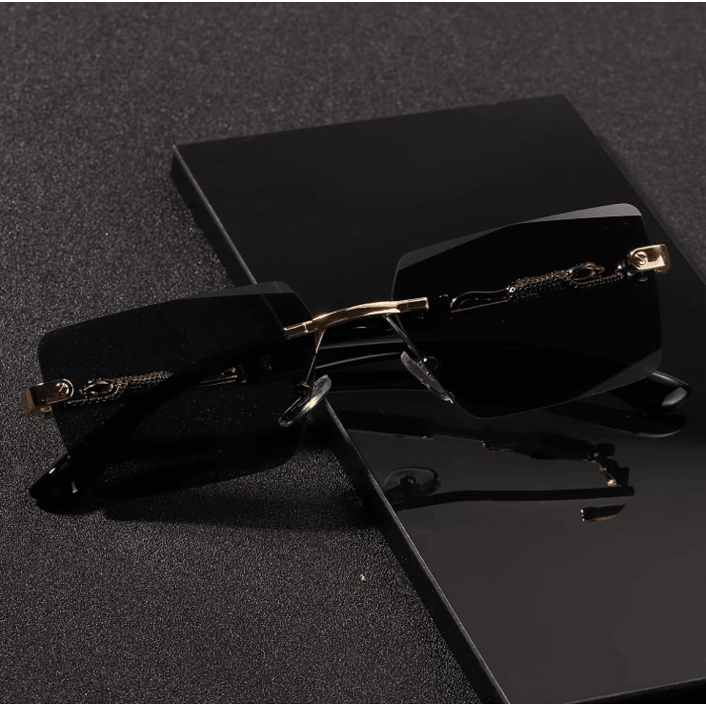 Rimless Rectangle Sunglasses Small Square UV Protection Shades For Men And Women 1