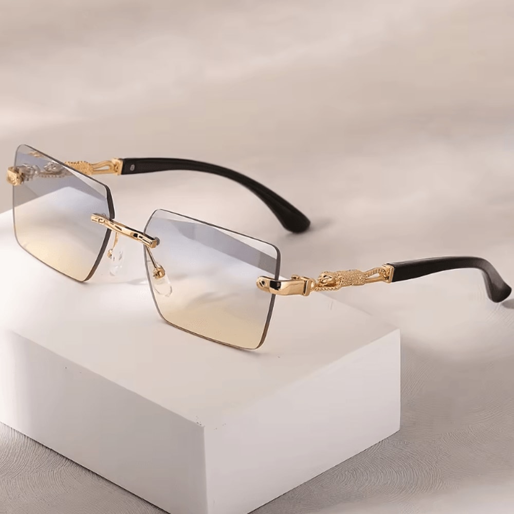 Rimless Rectangle Sunglasses Small Square UV Protection Shades For Men And Women 4