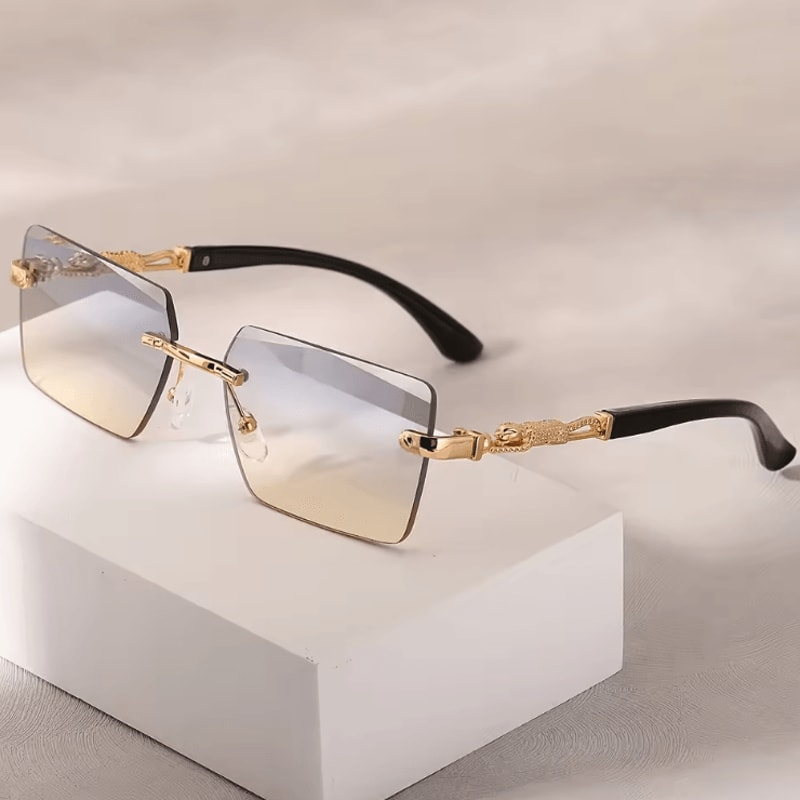 Rimless Rectangle Sunglasses Small Square UV Protection Shades For Men And Women 4