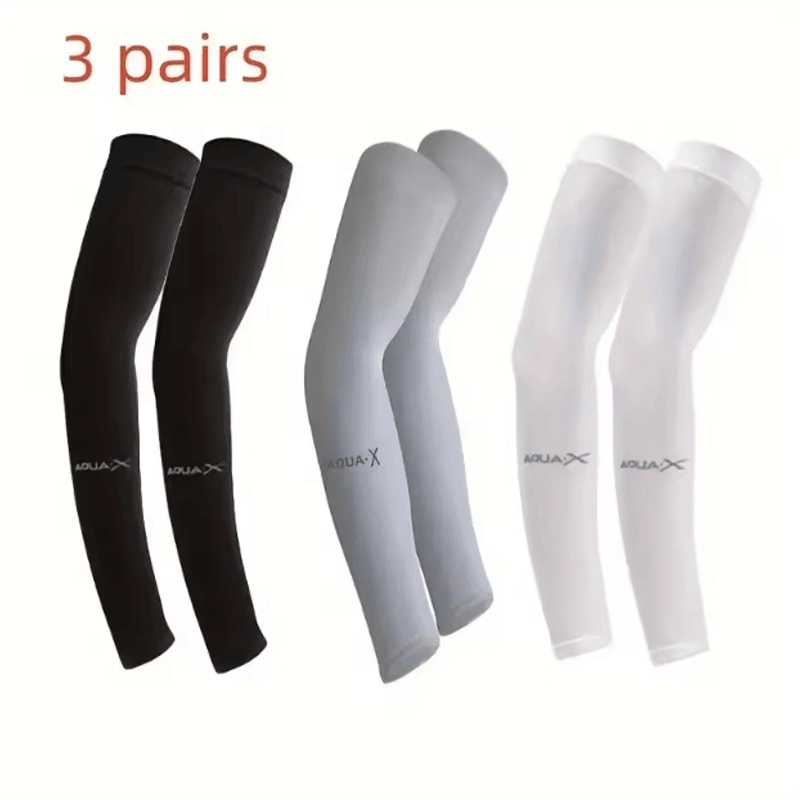 3 Pair Cooling UV Protection Arm Sleeves Breathable Compression Sun Sleeves For Sports And Outdoor 3