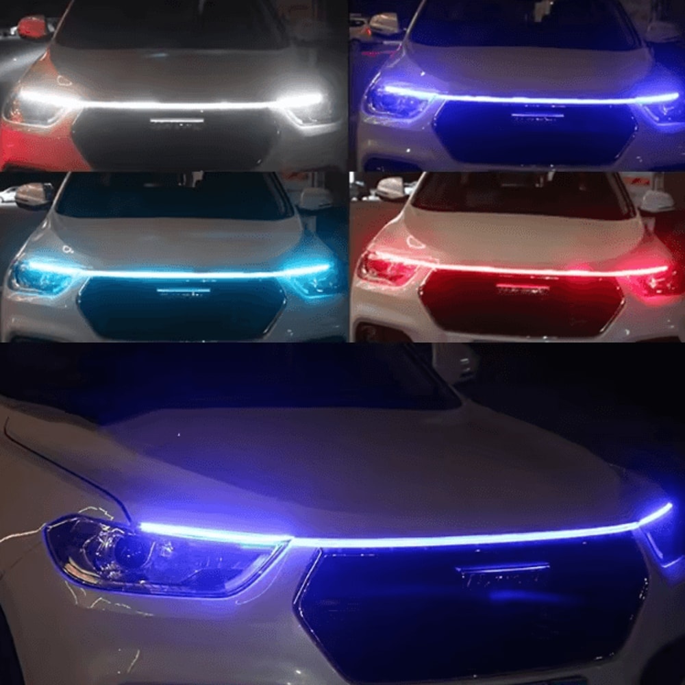 150cm LED Car Hood Light Strip Dynamic Scan DRL 12V Waterproof Decorative Running Light 0