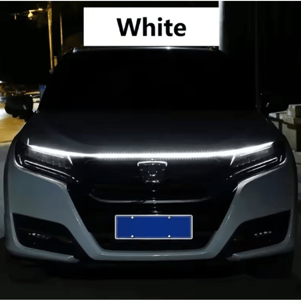 150cm LED Car Hood Light Strip Dynamic Scan DRL 12V Waterproof Decorative Running Light 3