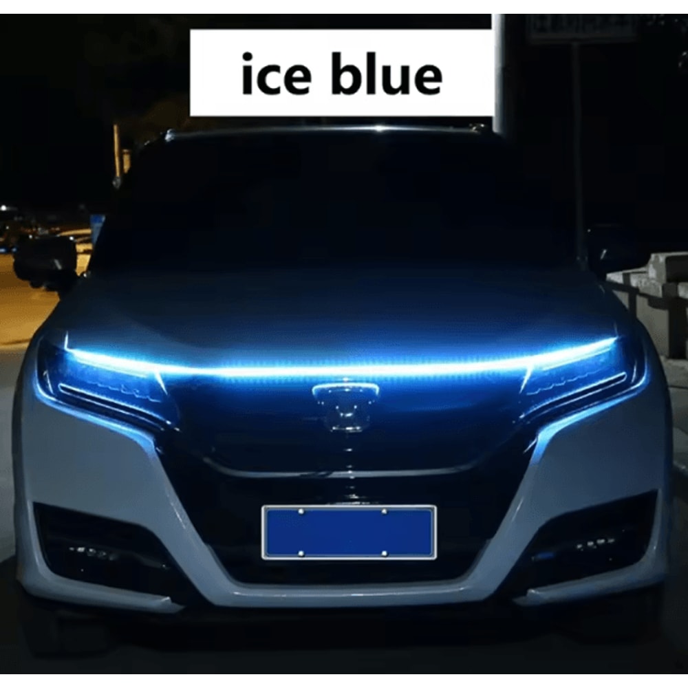 150cm LED Car Hood Light Strip Dynamic Scan DRL 12V Waterproof Decorative Running Light 4
