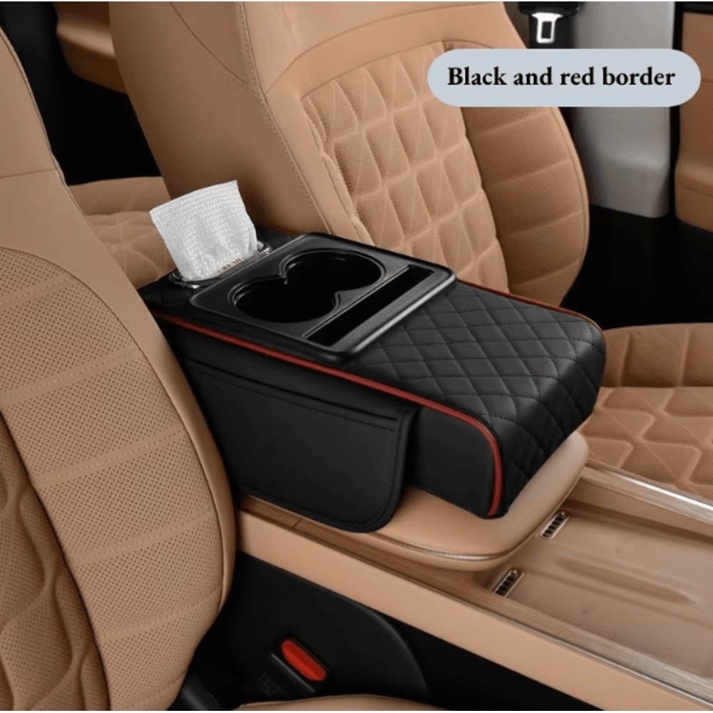 Car Center Console Armrest Cushion With Cup Holder Universal Anti Slip Comfort Pad 0