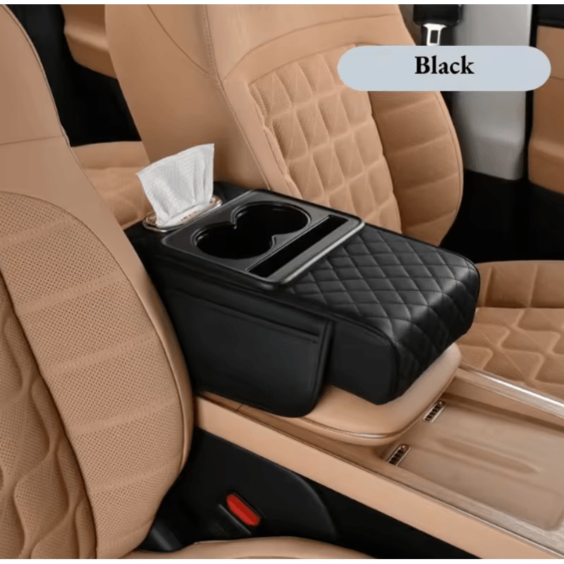 Car Center Console Armrest Cushion With Cup Holder Universal Anti Slip Comfort Pad 4