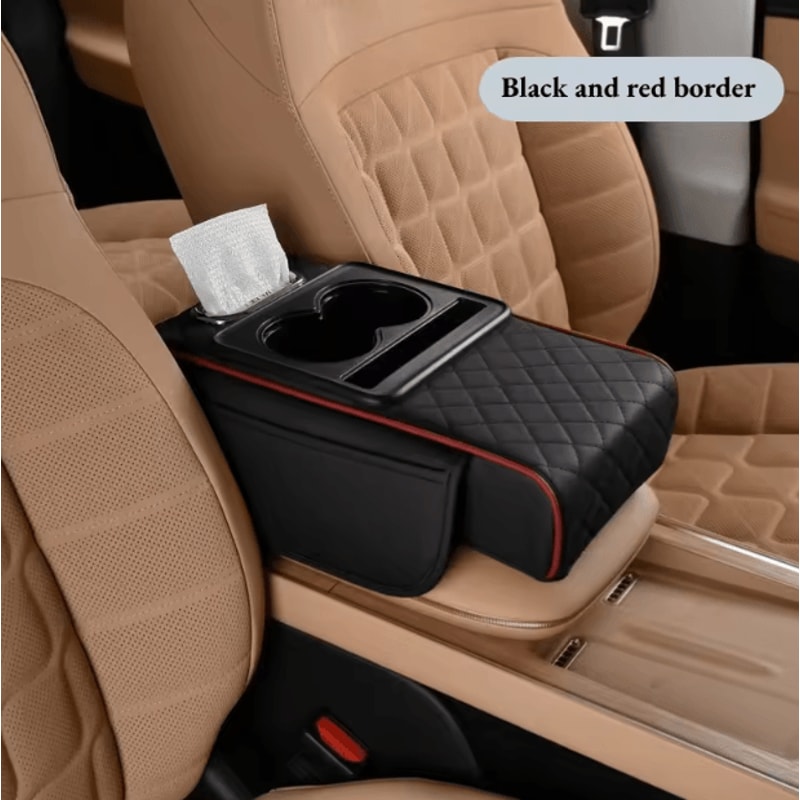 Car Center Console Armrest Cushion With Cup Holder Universal Anti Slip Comfort Pad 5