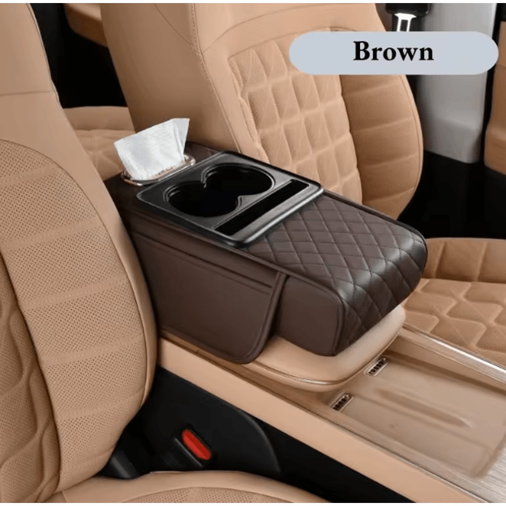 Car Center Console Armrest Cushion With Cup Holder Universal Anti Slip Comfort Pad 6
