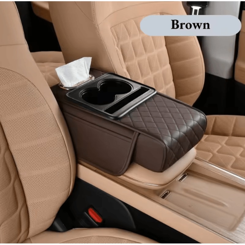 Car Center Console Armrest Cushion With Cup Holder Universal Anti Slip Comfort Pad 6