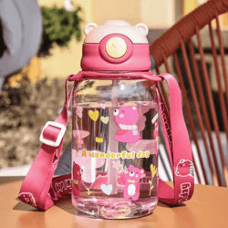cute kids water bottle 650ml with straw leakproof bpa free portable school drink bottle
