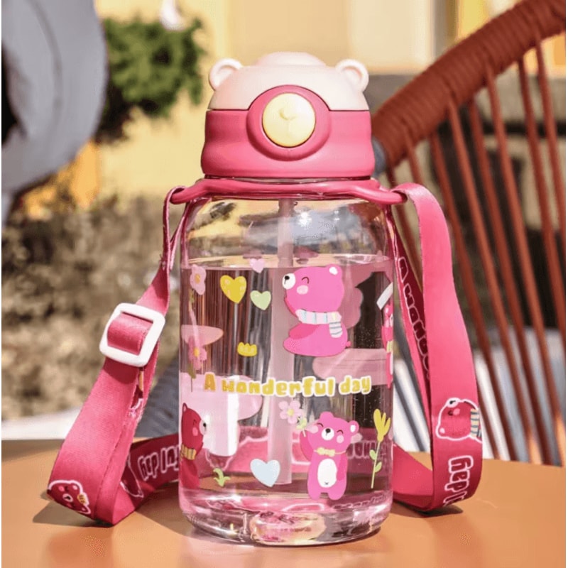 Cute Kids Water Bottle 650ML With Straw Leakproof BPA Free Portable School Drink Bottle 0
