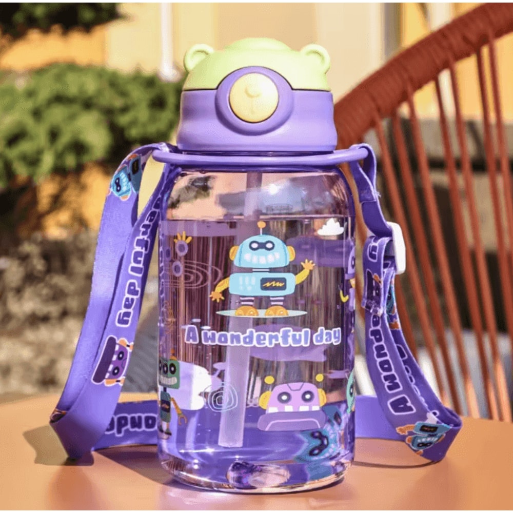 Cute Kids Water Bottle 650ML With Straw Leakproof BPA Free Portable School Drink Bottle 3