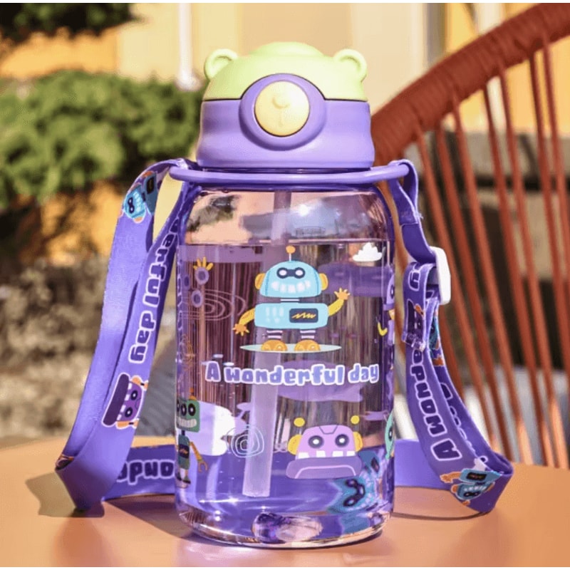 Cute Kids Water Bottle 650ML With Straw Leakproof BPA Free Portable School Drink Bottle 3