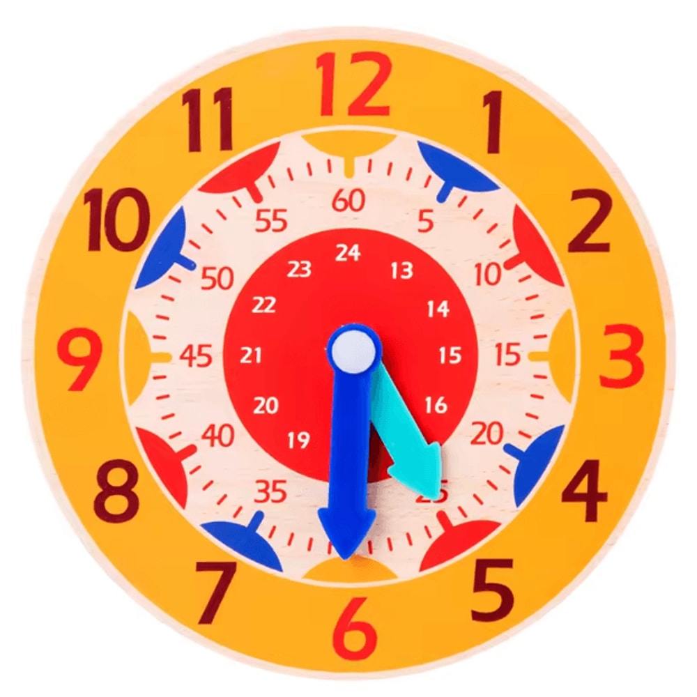 Montessori Wooden Clock Learning Toy Kids Time Teaching Board With Number Shape Puzzle 4