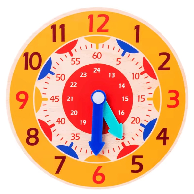 Montessori Wooden Clock Learning Toy Kids Time Teaching Board With Number Shape Puzzle 4