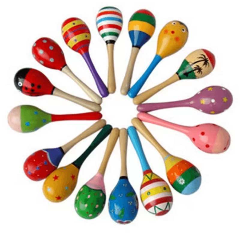 Wooden Baby Hammer Rattle Montessori Musical Sand Shaker Toy For Early Learning 0