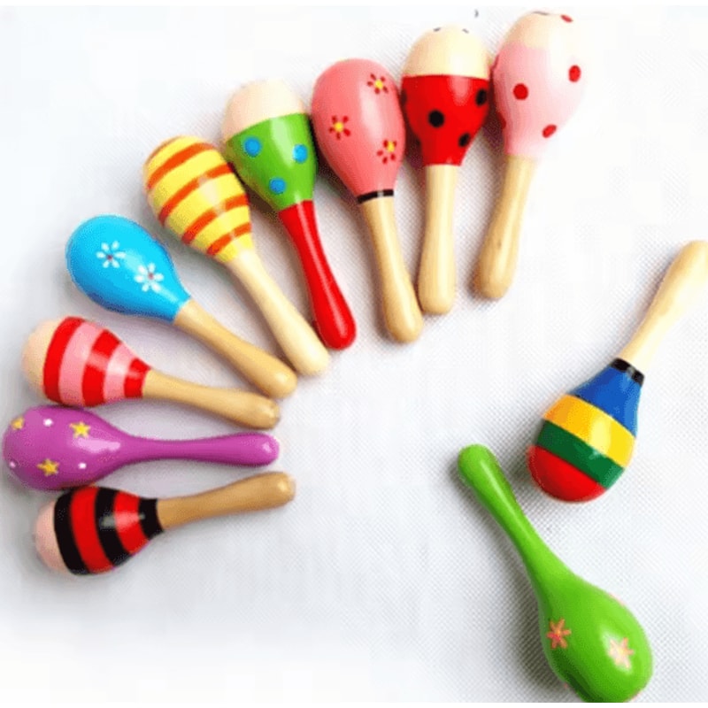 Wooden Baby Hammer Rattle Montessori Musical Sand Shaker Toy For Early Learning 2