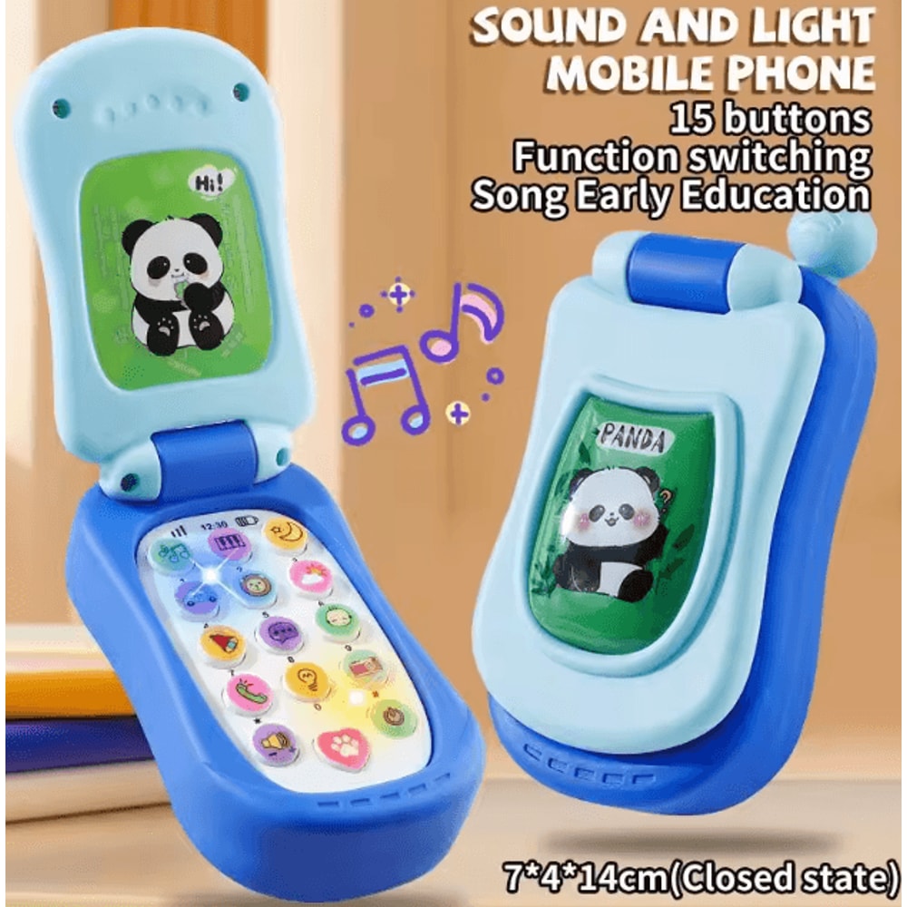 Cartoon Flip Phone Toy For Kids Interactive Musical Learning Phone With Lights Sounds 3